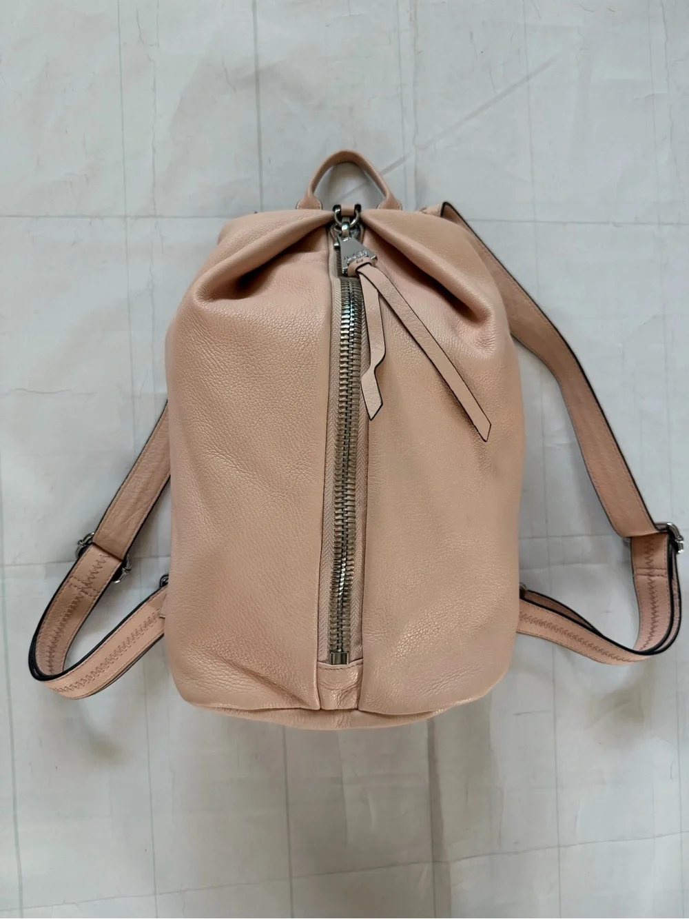 Aimee Kestenberg Blush Leather Backpack with Center Zip